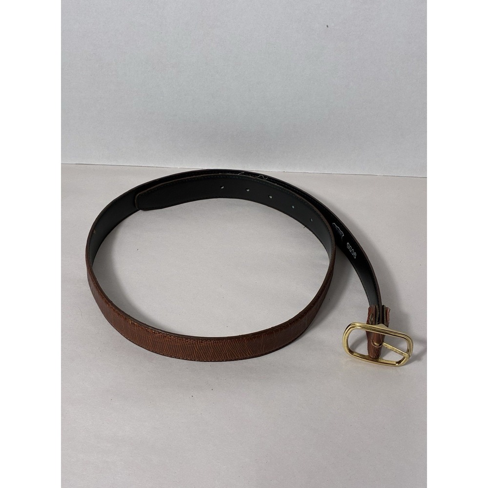 Genuine Leather Belt Brown Mens Sz 34 Gold Buckle Casual Everyday